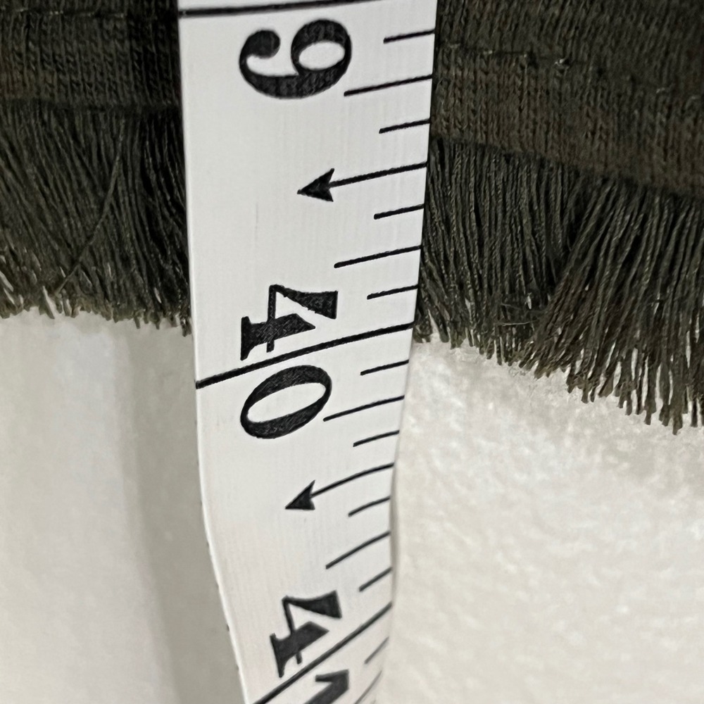 J. Jill Olive Green Fringe Hem Slub Knit Shift Dress Short Sleeve Size Medium - Picture 9 of 11